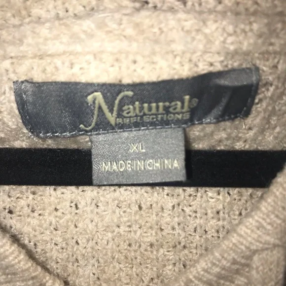 Natural Reflections XL Heather Waffle Oatmeal Long Sleeve Kangaroo Pocket Hooded - Picture 2 of 9